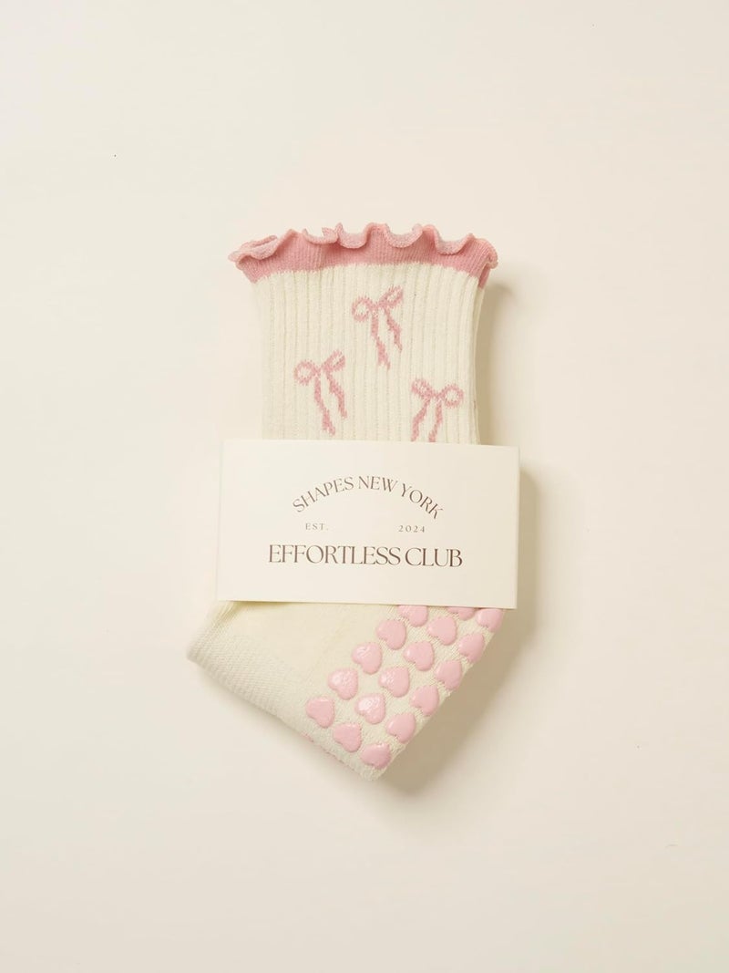 Shapes Studio Crew Half Calf Grip Socks, Cutest Fruits Pilates Socks, Ruffle socks, Non-Slip, Barre Yoga Fitness - Image 3